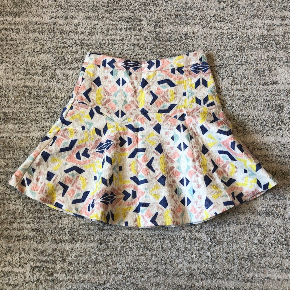 Champagne & Strawberry‎ Mini Skirt Women's Size S Geometric Print Flared Party